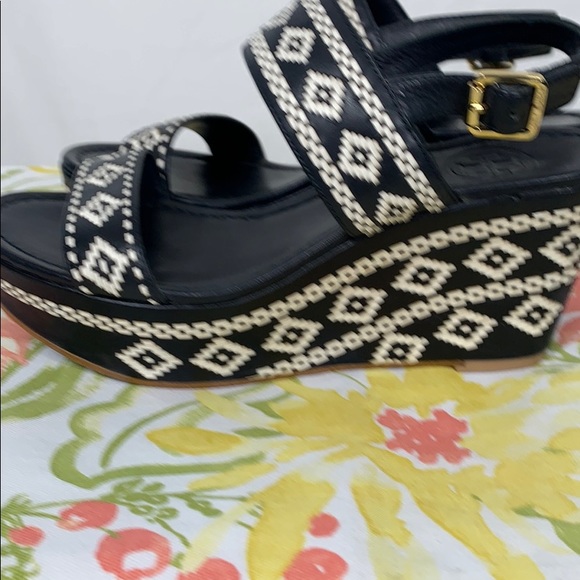 Tory Burch Shoes - Tory Burch black/white wedge heels 7M